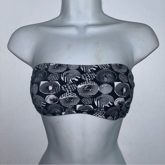 Volcom S Bandeau Bikini Bra Logo Top Black White - Picture 6 of 6